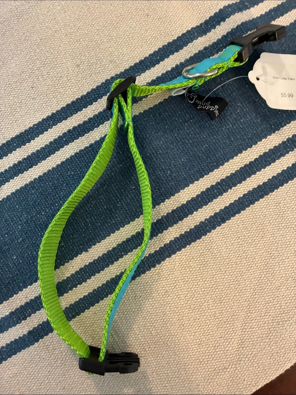 Mudd Blue & Green Adjustable Dog Collar with D-Ring